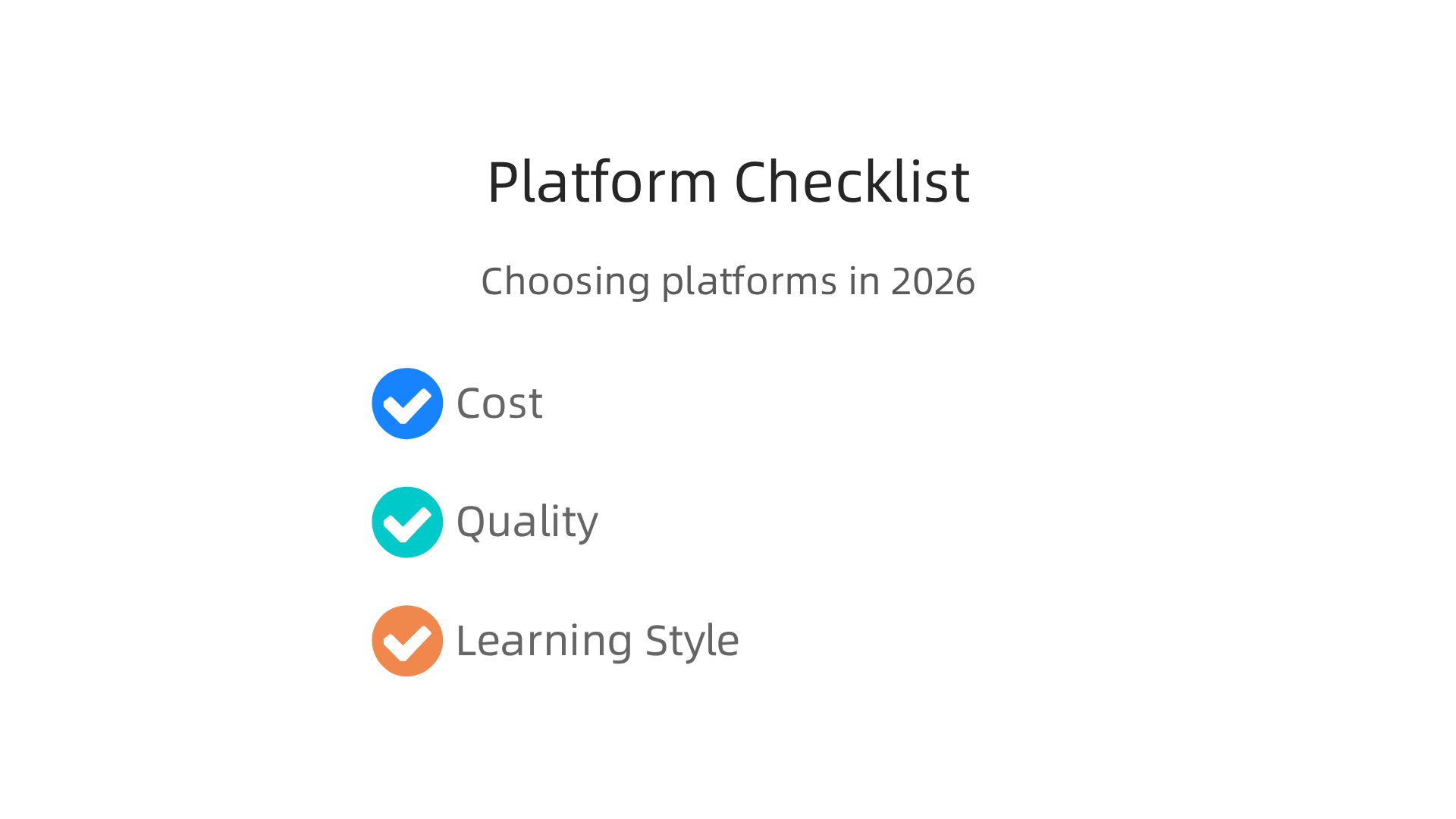 A practical checklist guiding learners to assess online platforms based on cost, quality, and learning style to make an informed decision.