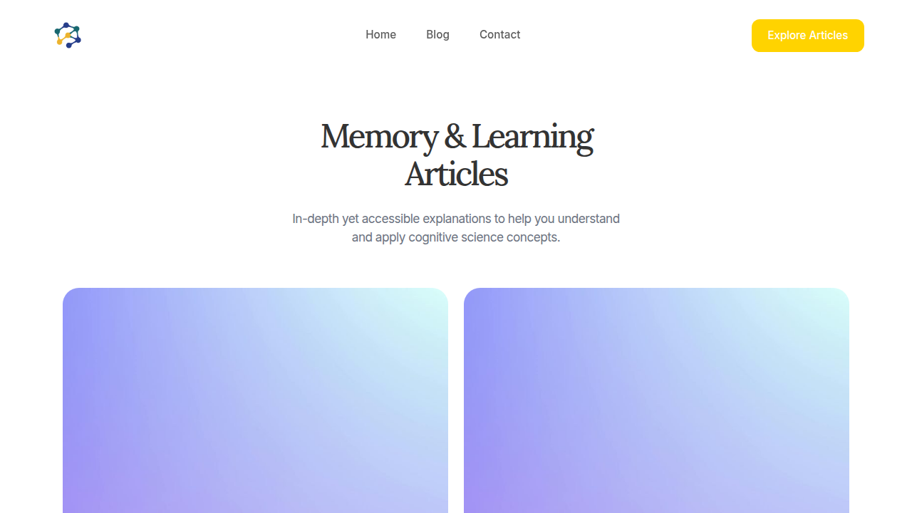 The blog section of Declarative Memory, offering articles and insights on learning strategies, cognitive science, and educational technology.