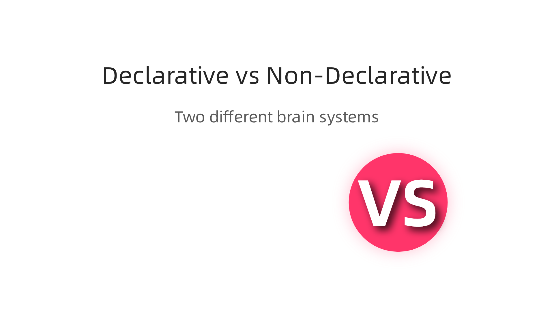 A visual comparison distinguishing between declarative memory (facts, events) and non-declarative memory (skills, habits), highlighting their different brain mechanisms.