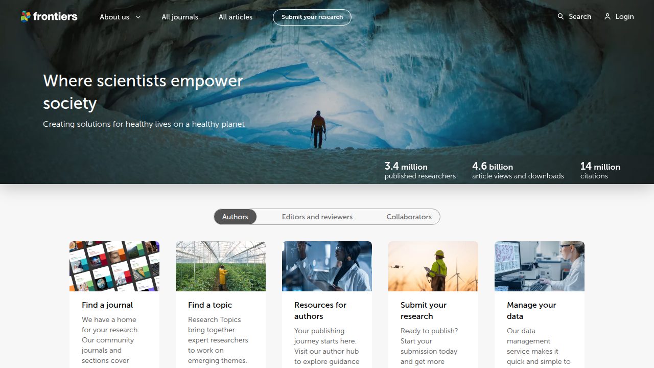 The homepage of Frontiers in Education, an academic journal that publishes research on educational topics, including school-based interventions for self-efficacy.