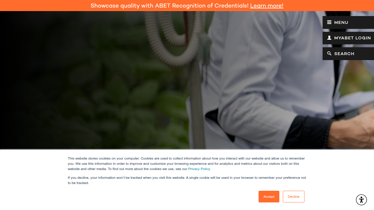 ABET is a global accreditor of college and university programs in applied and natural science, computing, engineering, and engineering technology.
