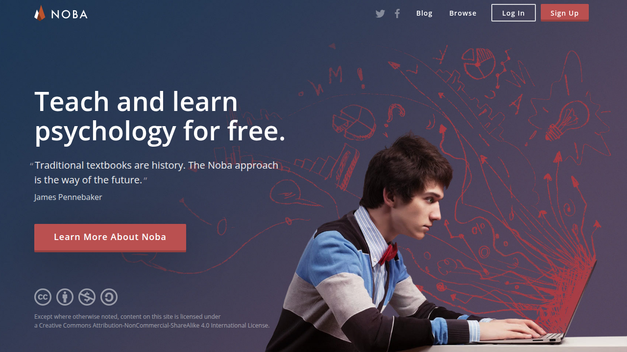 The Noba Project website, offering open-access psychology textbooks and educational materials.