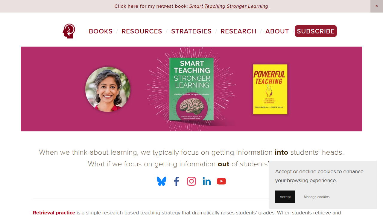Retrieval Practice website, providing resources and research on effective learning strategies.