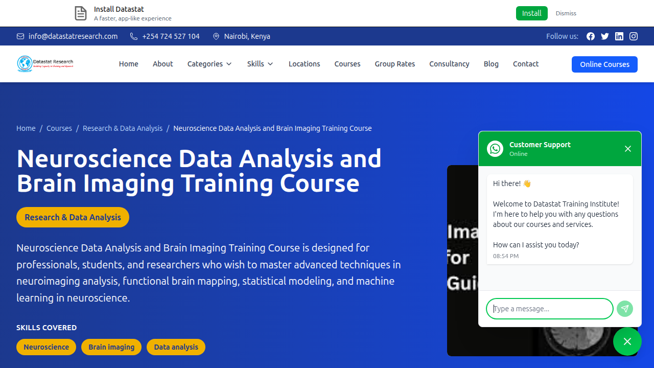 A screenshot from a neuroscience data analysis training course, illustrating the practical skills taught.