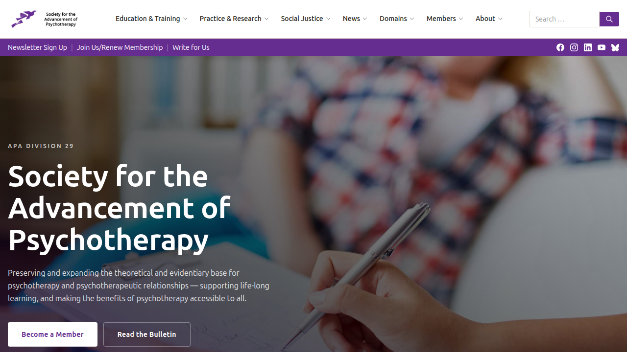 The Society for the Advancement of Psychotherapy provides resources and insights into various therapeutic techniques and principles.