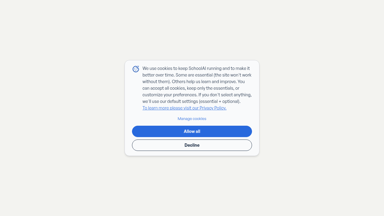 The homepage of SchoolAI.com, an educational platform focusing on AI in learning.