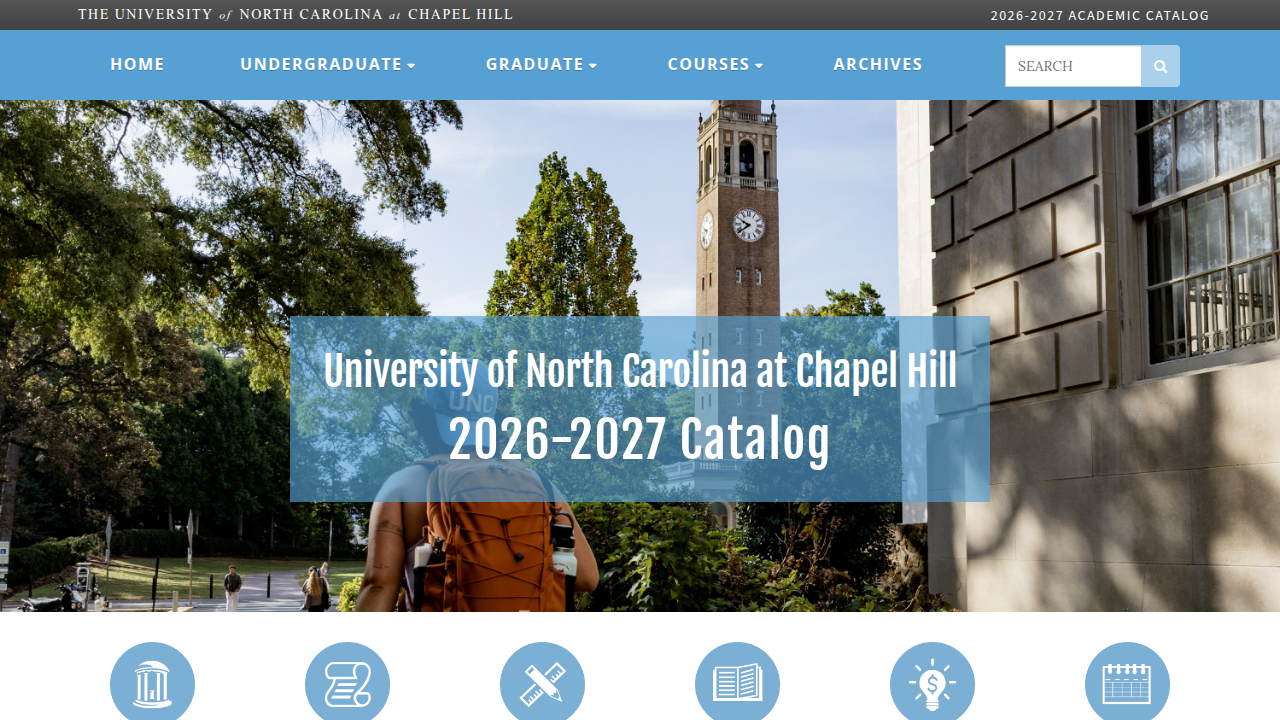 The main UNC Catalog website provides access to all course listings and academic information.