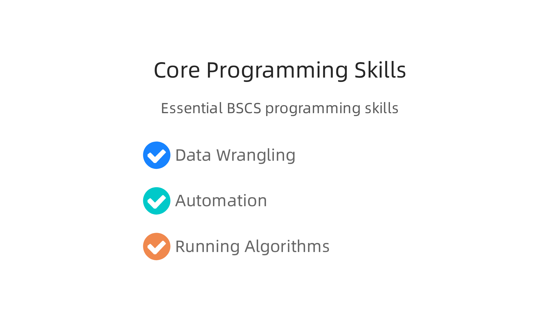 Essential programming skills acquired through a BSCS degree that are crucial for various data analysis tasks.