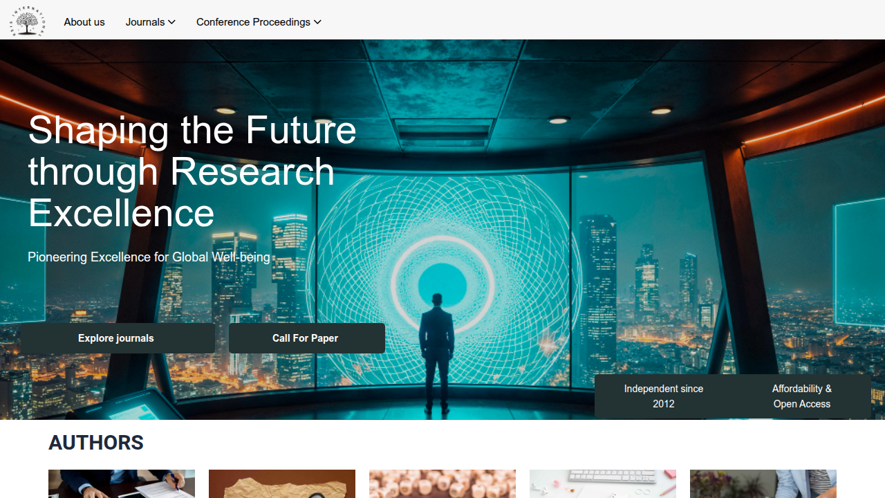 Homepage of RSIS International, a platform for scholarly publications on academic performance prediction.