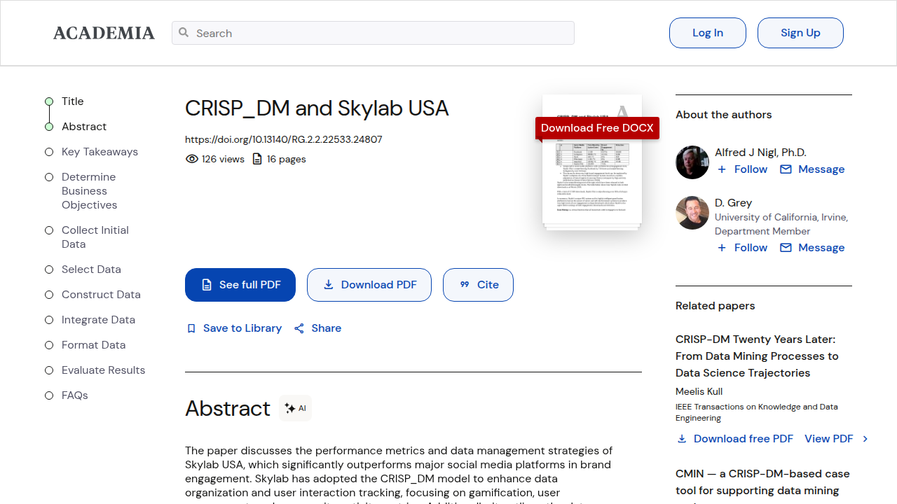 View the peer white paper on CRISP-DM and Skylab USA, detailing a real-world data methodology for capture.