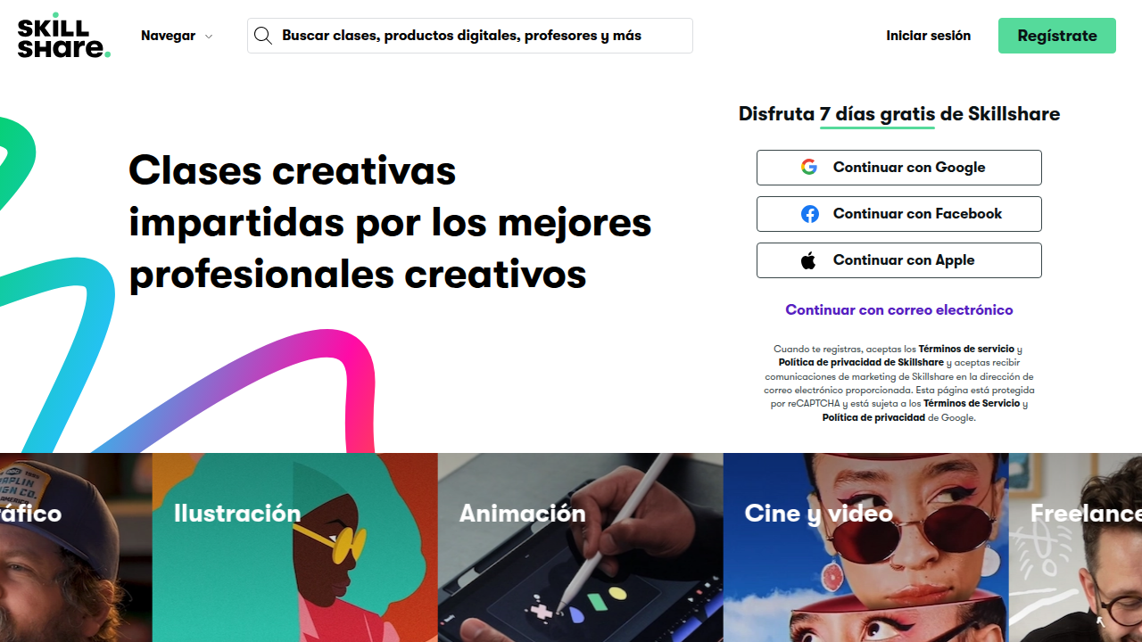 Discover the Skillshare homepage, a platform geared towards creative skills like design, photography, and writing.