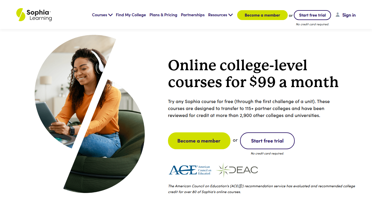 Sophia Courses provides flexible online learning options for students seeking transferable credits.