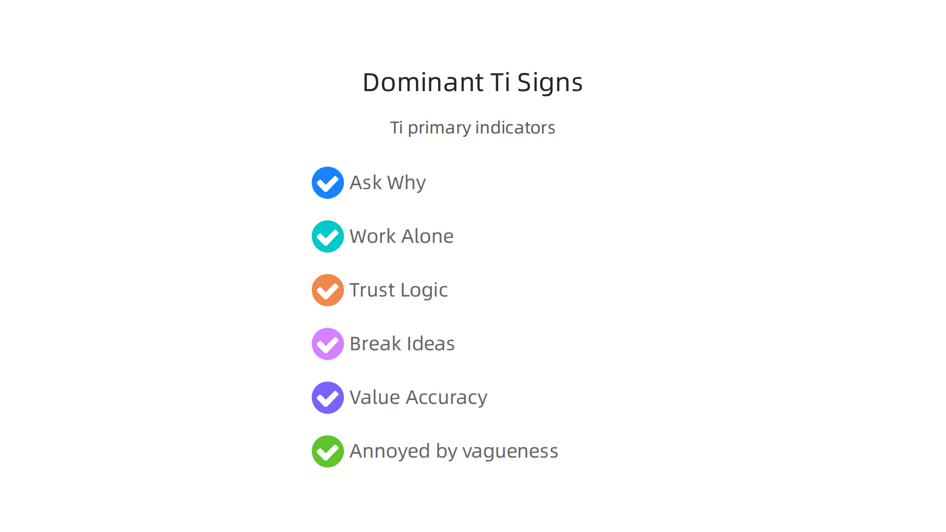 Key indicators that Introverted Thinking (Ti) is your primary cognitive function.