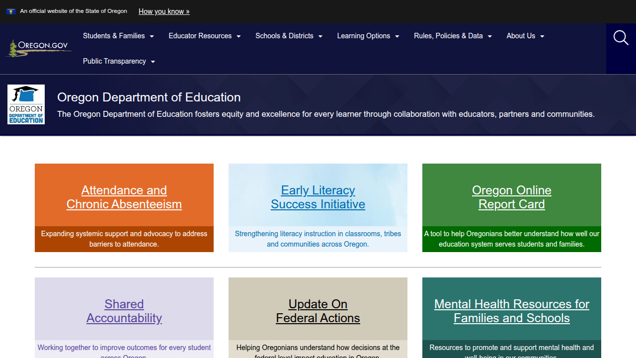 The Oregon Department of Education provides resources and policies regarding online learning, showcasing state-level support for virtual education.