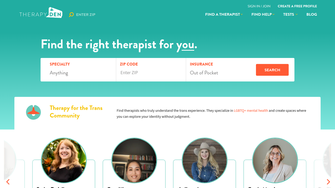 Use TherapyDen's advanced filters to find therapists specializing in culturally competent and affirming care.