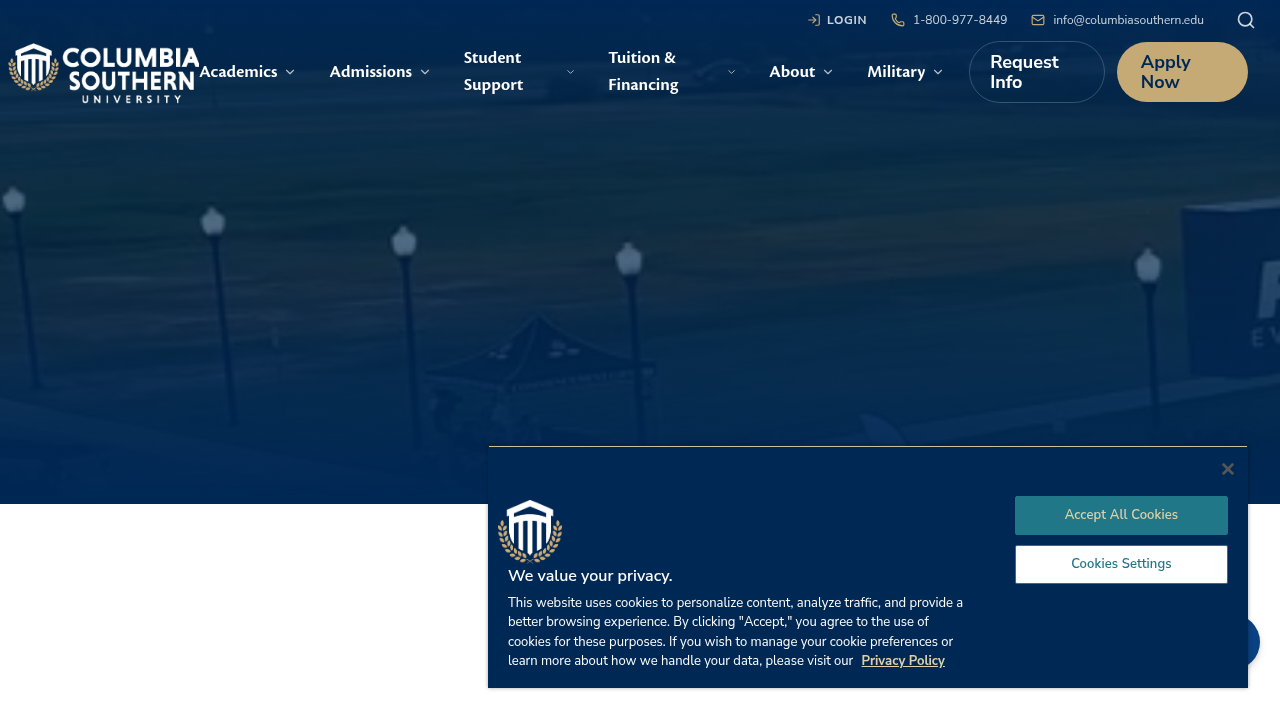 Homepage of Columbia Southern University, a resource for academic calendar use.