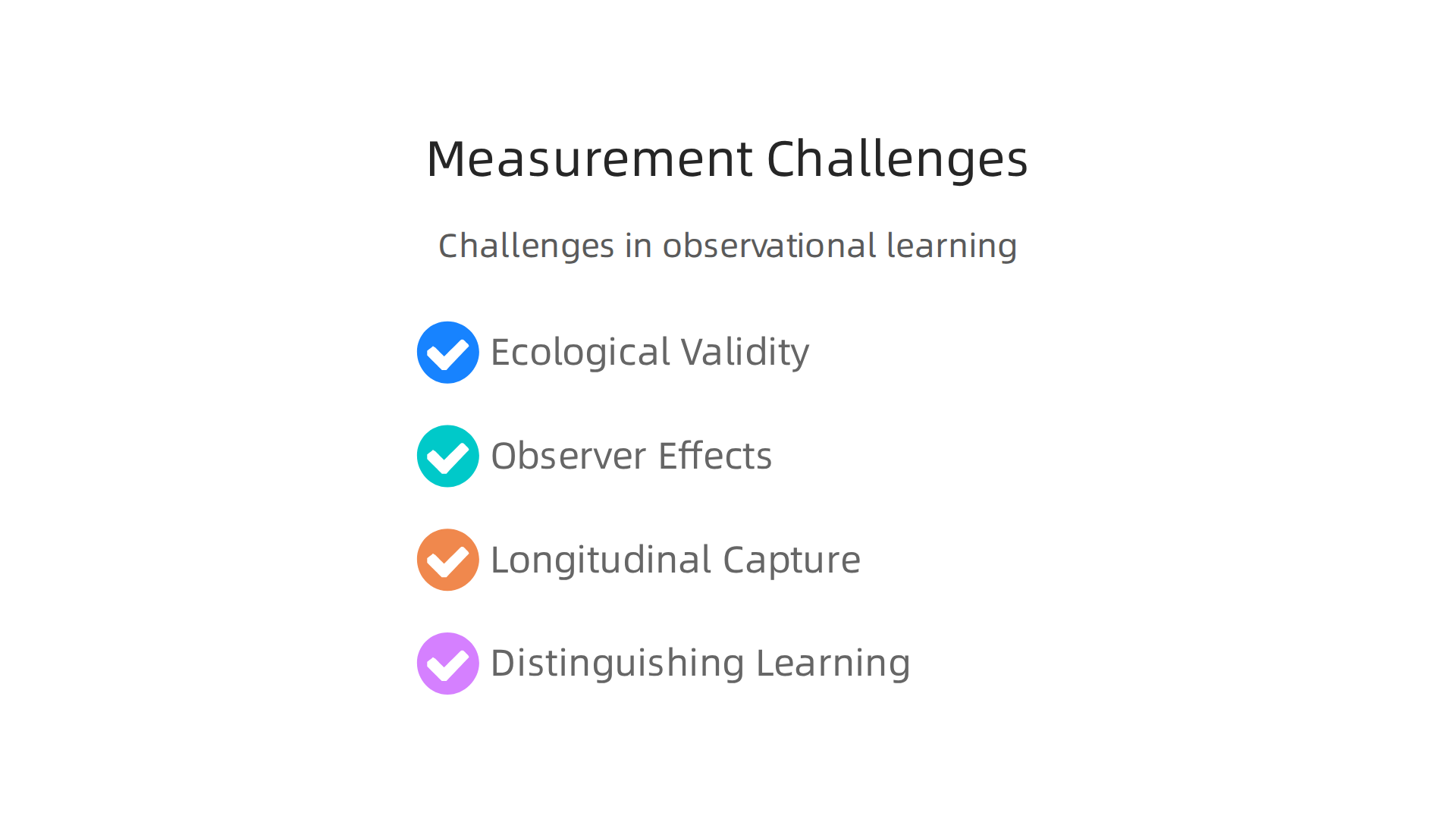 Researchers face specific challenges when measuring the effectiveness of observational learning.